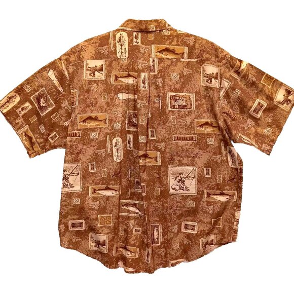 Roundtree Yorke Mens XL Fly-Fishing All Over Print Button Up Shirt - Picture 14 of 14